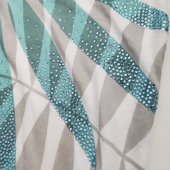 Emporio Armani made Italy 42 / S White Crystal palm leaf print women's t-shirt - Picture 4 of 14